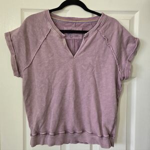 Pilcro Lavender Short Sleeve Slouchy Sweatshirt, M